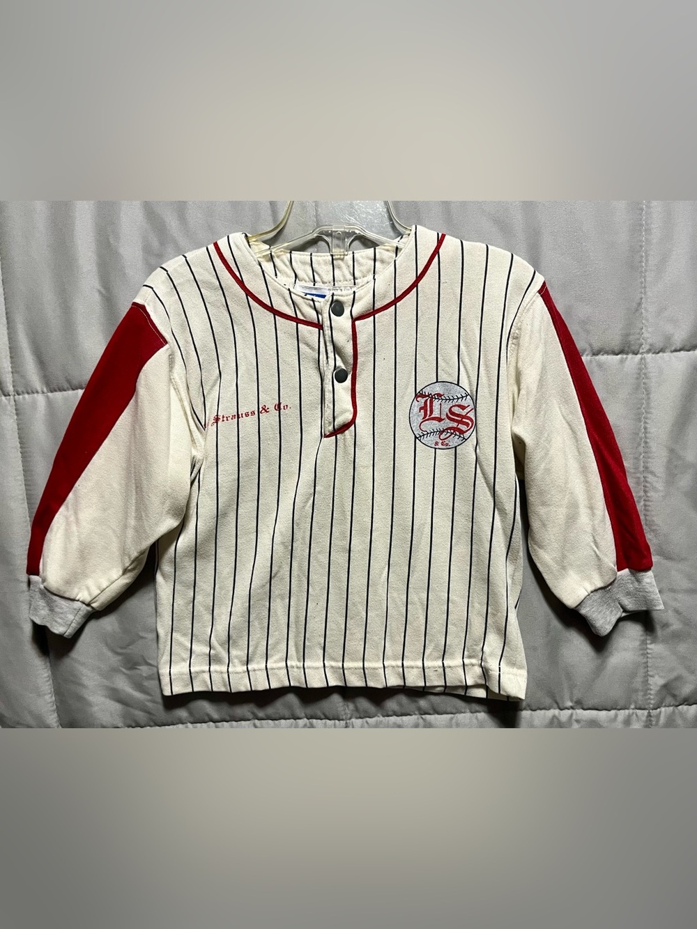 Vintage Little Levi’s Baseball Jersey Shirt Size 6 Pinstripe Long Sleeve 90s